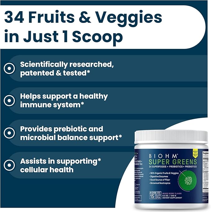 BIOHM Super Greens 34 Superfood (30 Servings)