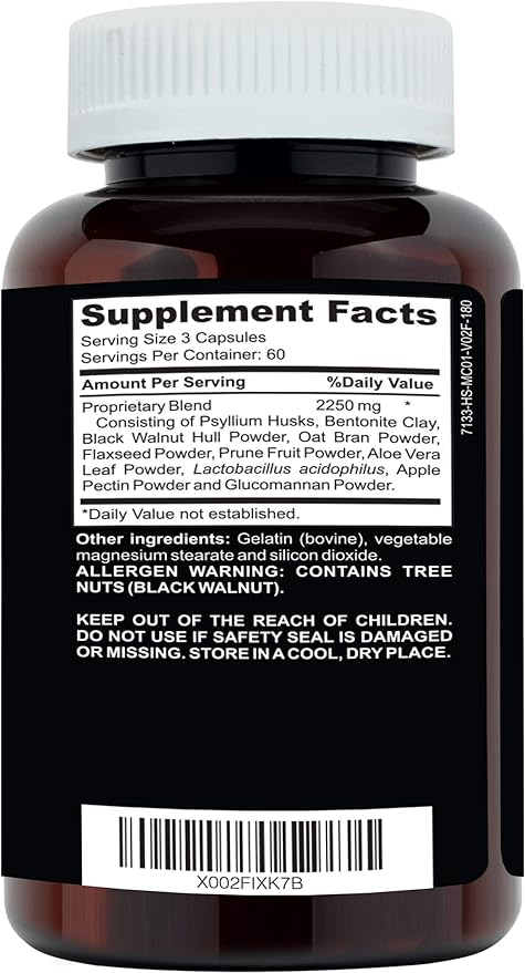 Clinical Daily Regular Cleanse Plus Natural Probiotic - Colon Cleanse & Gut Detox Supplement - Assists with Energy and Constipation Relief - Herbal Dietary Fiber Psyllium Husk Capsules - 180 Count