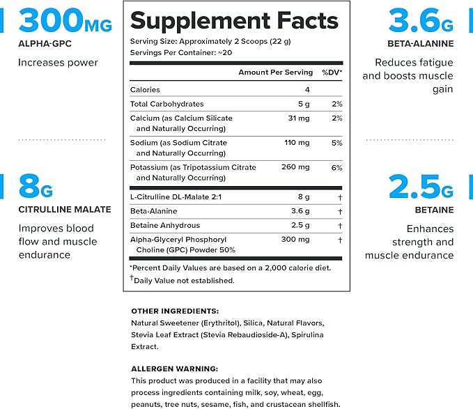 LEGION Pulse Pre Workout Supplement - All Natural Nitric Oxide Preworkout Drink to Boost Energy, Creatine Free, Naturally Sweetened, Beta Alanine, Citrulline, Alpha GPC (Caffeine Free Blue Razz)