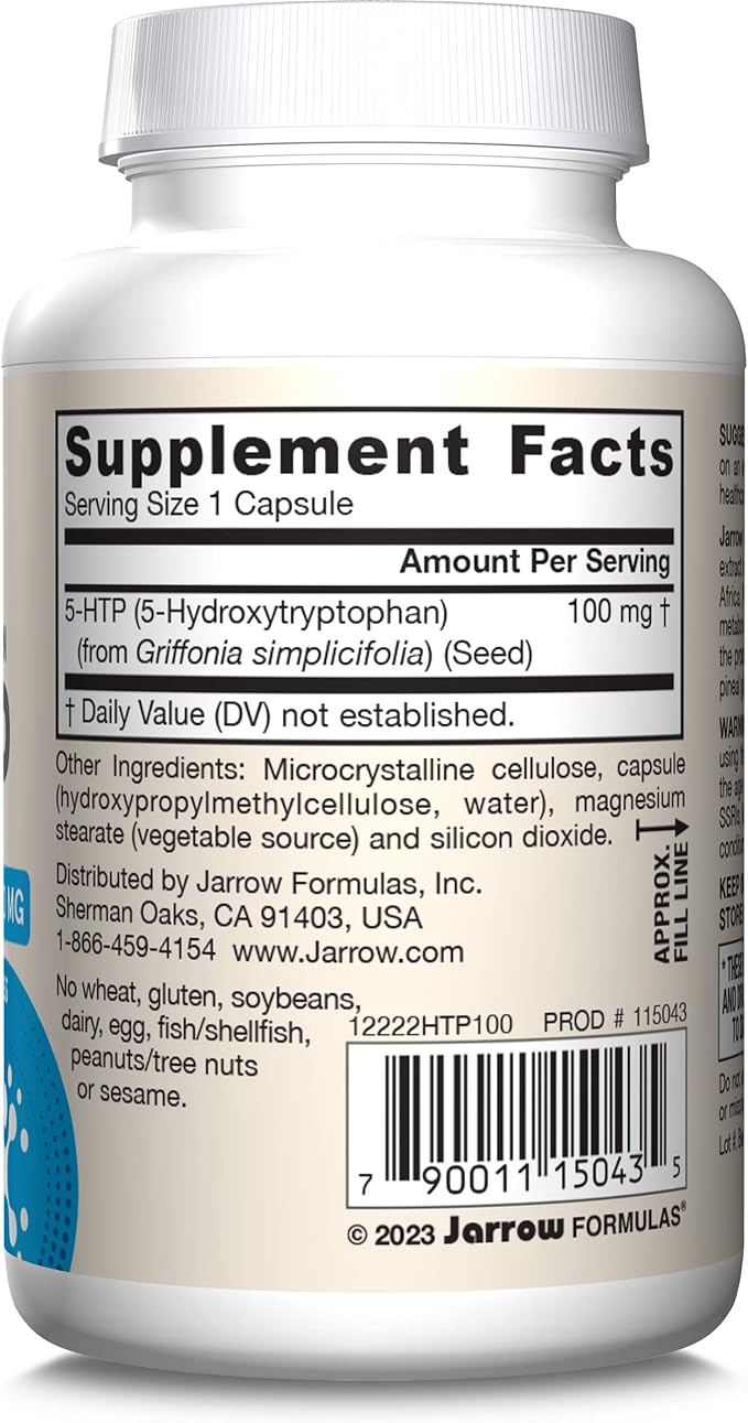 Jarrow Formulas 5-HTP, 100 mg, Serotonin 60 Veggie 60 Day
