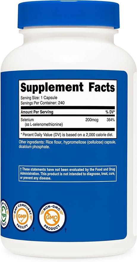 Nutricost Selenium 200mcg, 240 Vegetarian Capsules, Non-GMO, Gluten Free L-Selenomethionine