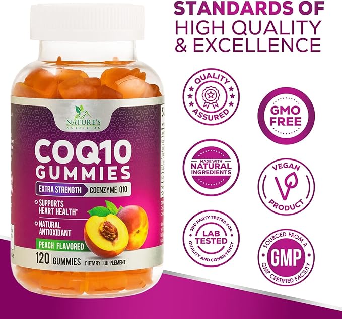 CoQ10 100mg Gummies Q10 Supplement, CoQ10 Gummies Q10 Gummy 120 Count Q10 Vitamins