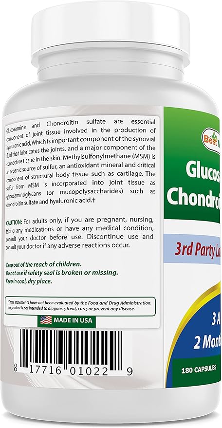 Best Naturals Glucosamine Chondroitin and MSM (Non-GMO) 180 Count