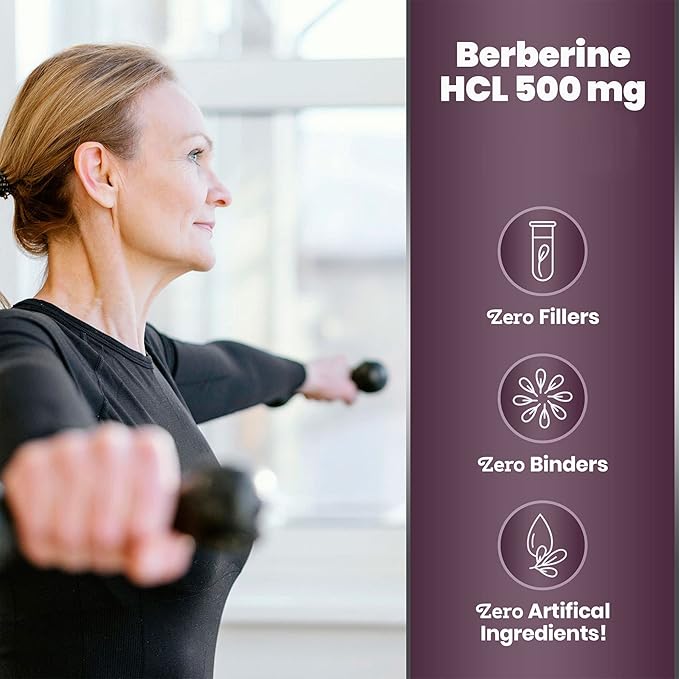 Simply Natures Pure Premium Berberine HCl 500mg - 120 Capsules - Cardiovascular Gastrointestinal Immune Support - Chromium Cinnamon