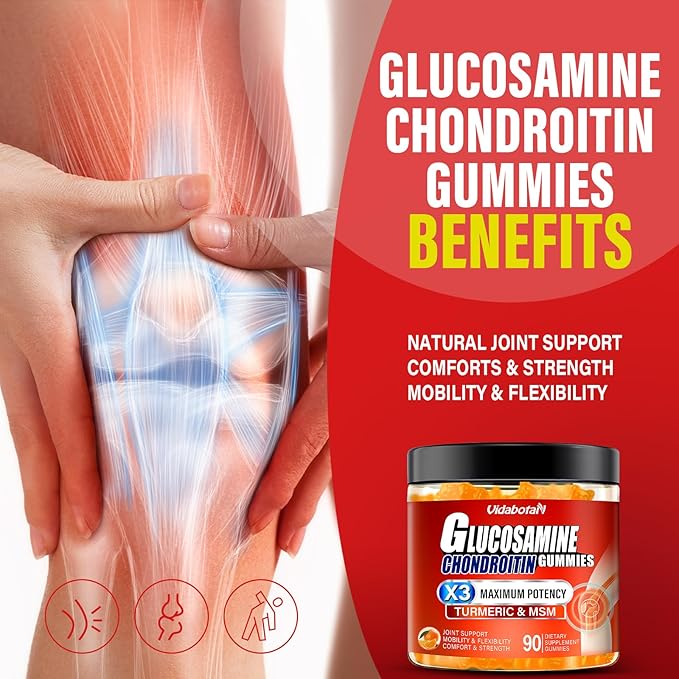 Sugar Free Glucosamine Chondroitin Gummgies, Extra 1500mg with (90 Count)