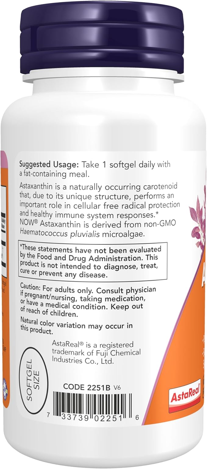 NOW Supplements, Astaxanthin 10mg, Extra Strength,derived 60 Softgels