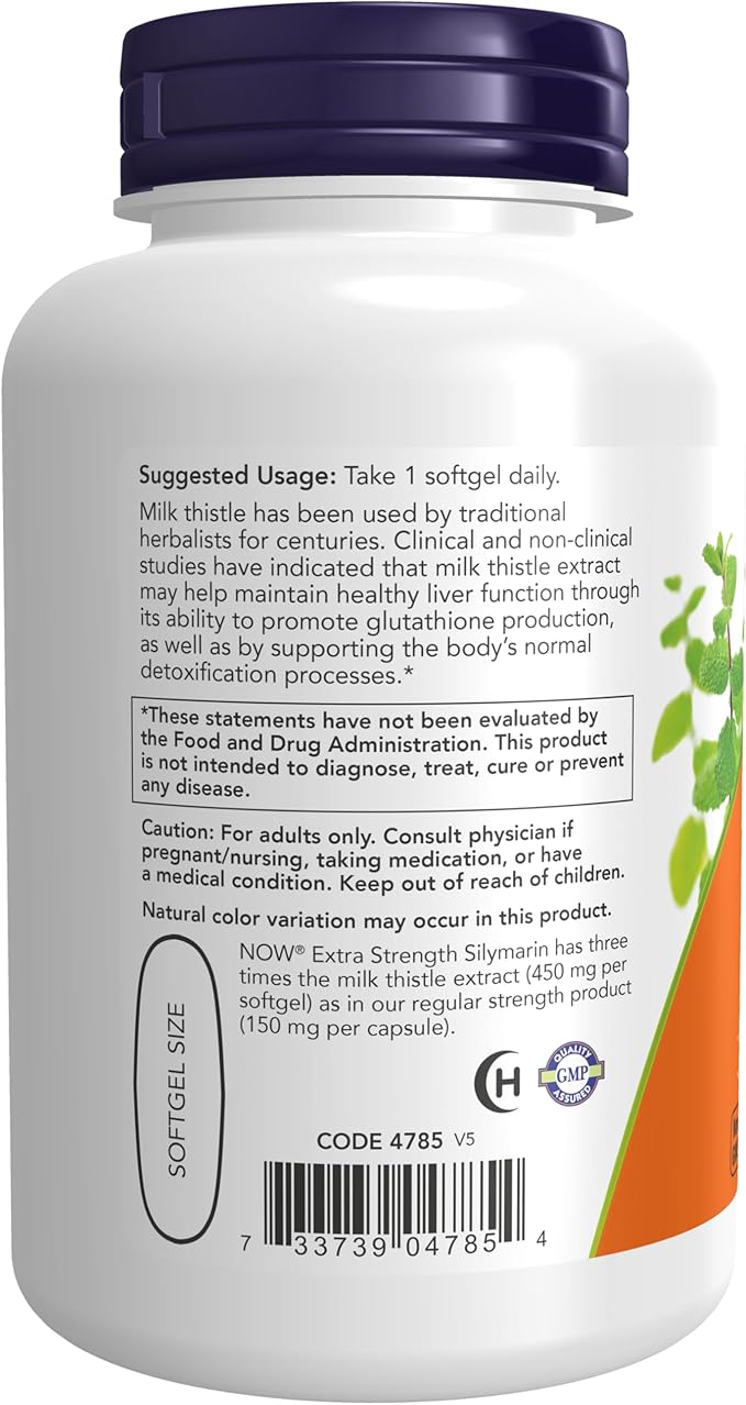 NOW Supplements, Silymarin Milk Thistle Extract, 450 mg, 120 Softgels