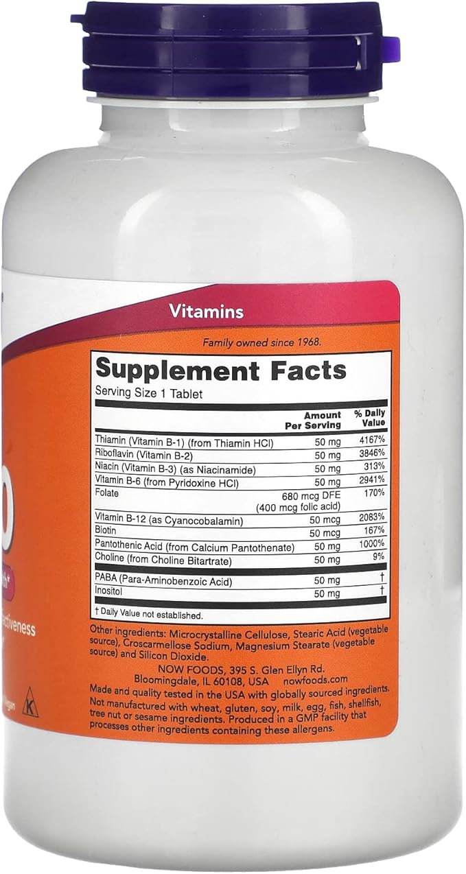 NOW Supplements, Vitamin B-50 mg, Energy 250 Tablets