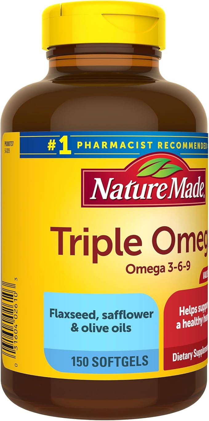 Nature Made Triple Omega 3 6 9, Flaxseed, 3 Supplement, 150 Softgels, 75 Day