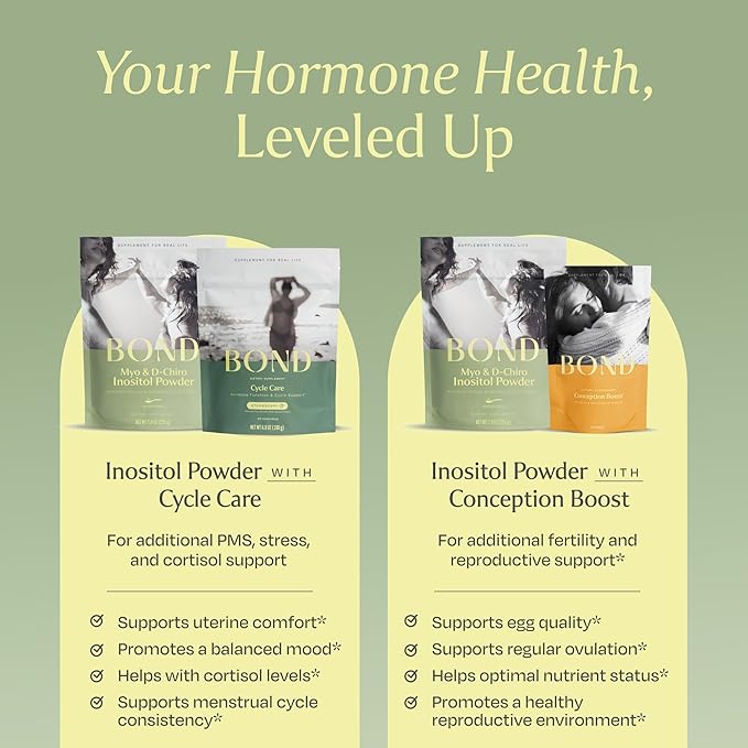 BOND Inositol Powder: Pure Myo-Inositol & D-Chiro Inositol for Hormone Balance w/Ovarian Support Vitamins, Ideal 40:1 Ratio of Myo-Inositol, Inositol Supplement for Women - 90 Vegan Servs