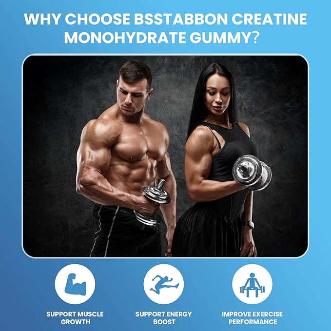 Creatine Monohydrate Gummies 5000mg with L-Taurine B12 Per 60 Count