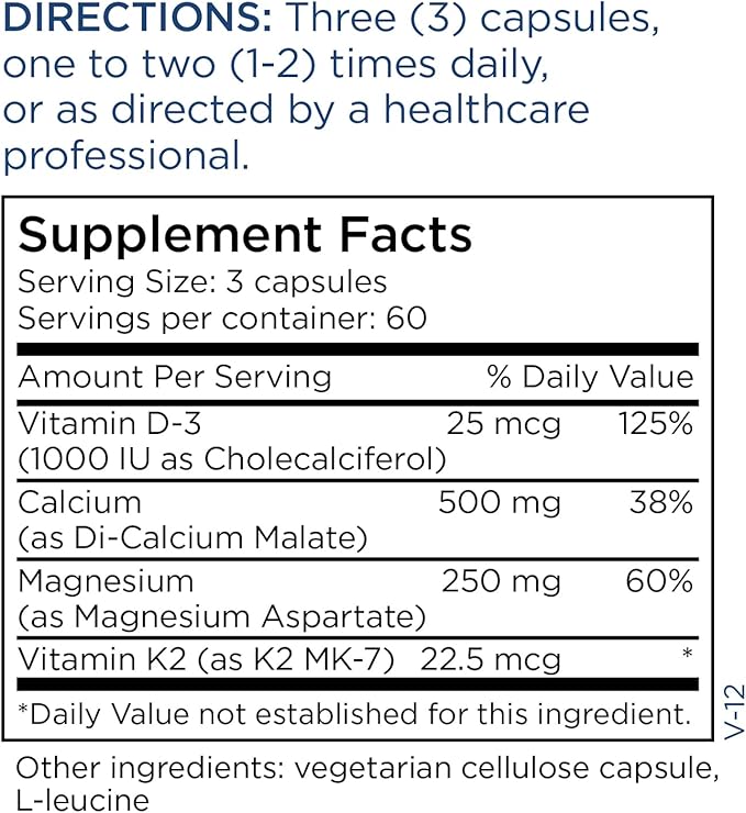 Metabolic Maintenance Cal/Mag Plus D3 + K2 - (180 Capsules)