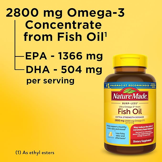 Nature Made Extra Strength Omega 3 2800 mg 3 Supplement 60 Softgels, 30 Day