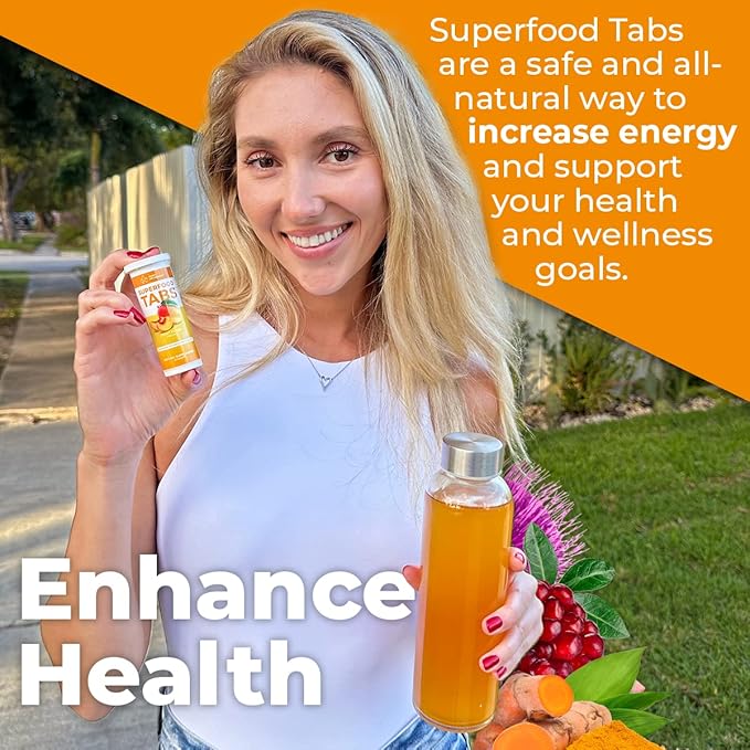 skinnytabs Anti-Bloat Cleanse Drink with 15 Superfoods | Supports Digestion, Energy & Cravings | Vegan, Non-GMO | 30 Effervescent Tabs ā Peach Mango Flavor