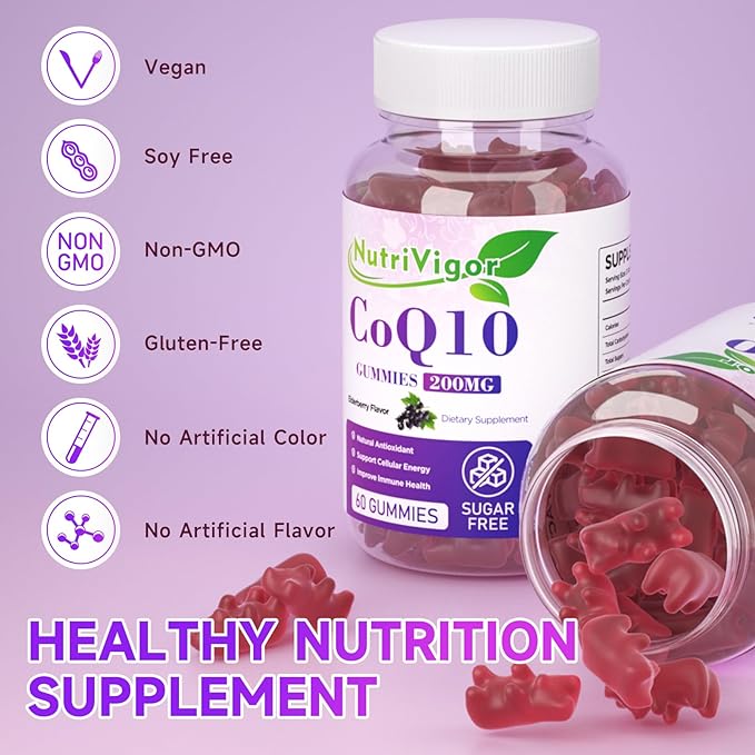 CoQ10 Gummies, Coenzyme Q10 Supplement 200 CoQ10 Supplement 60 Count
