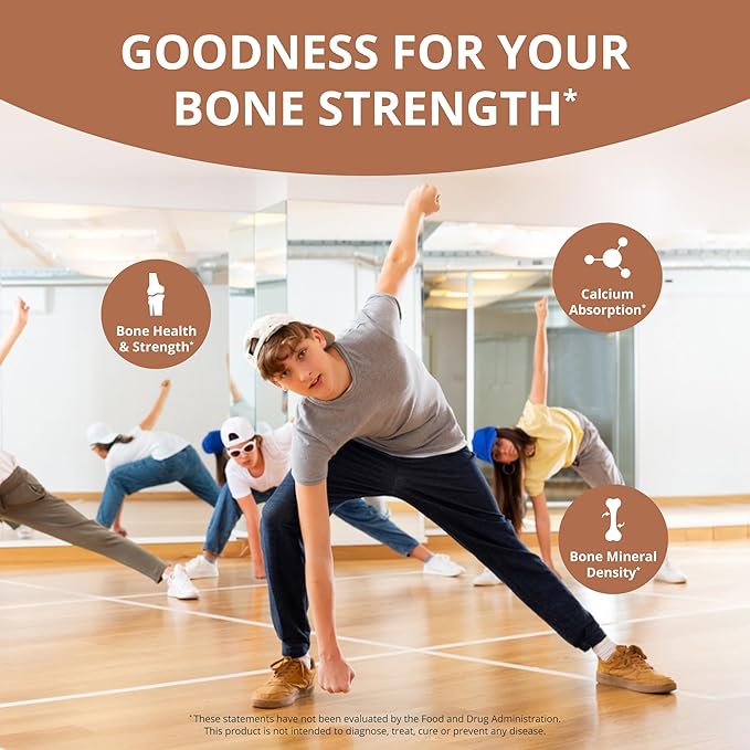 Bone Xtra Plant-Based Bone Strength Formula with Calcium, Magnesium from Marine Algae, Phosphorus, Vitamin C, K2, D3 | Immunity & Maximum Calcium Absorption | 120 Vegetarian Capsules | 1 Month Supply