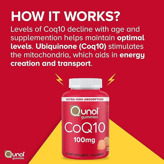 Qunol CoQ10 Gummies, CoQ10 100mg, Delicious 2 Month (60 Count, 2)