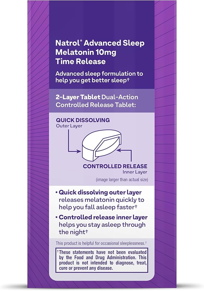 Natrol Advanced Sleep Melatonin 10mg, Dietary 100 Time-Release 100 Day
