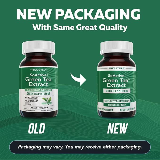 SoActive Green Tea™ Extract - Clinically Studied Green Tea Phytosome - Up to 200% Better Absorption & Bioavailability - Clinically Validated Dose - Supports Metabolism & Weight Management - 60 Caps