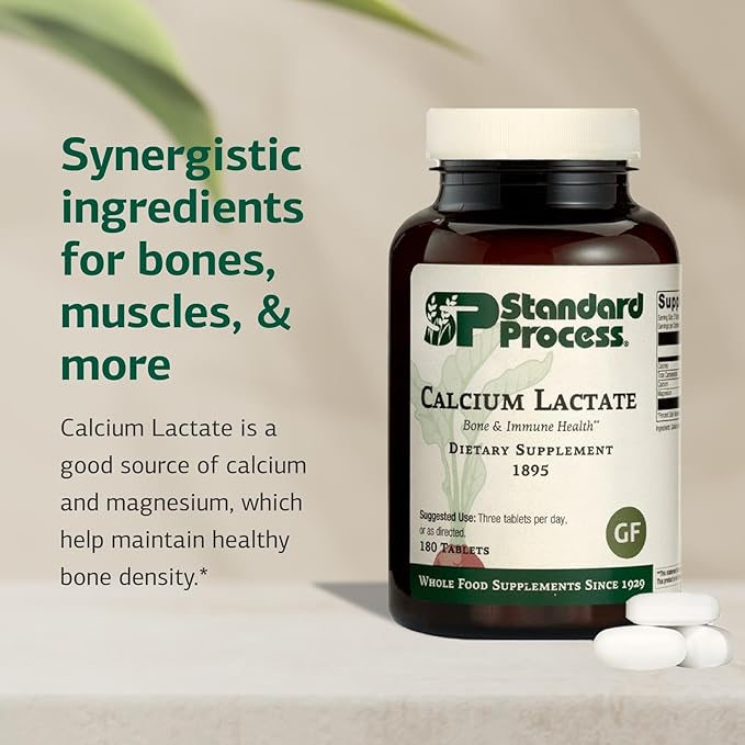 Standard Process Inc. Calcium Lactate - Immune Support and Bone Strength - Bone Health and Muscle Supplement with Magnesium and Calcium - 180 Tablets