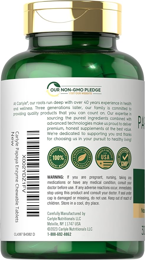 Carlyle Papaya Enzyme Chewable Tablets