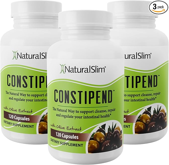 NaturalSlim Constipend - Laxative for Constipation Relief, Colon Regulation, Stool Softener with Olive Extract - 120 Capsules (3 Pack)