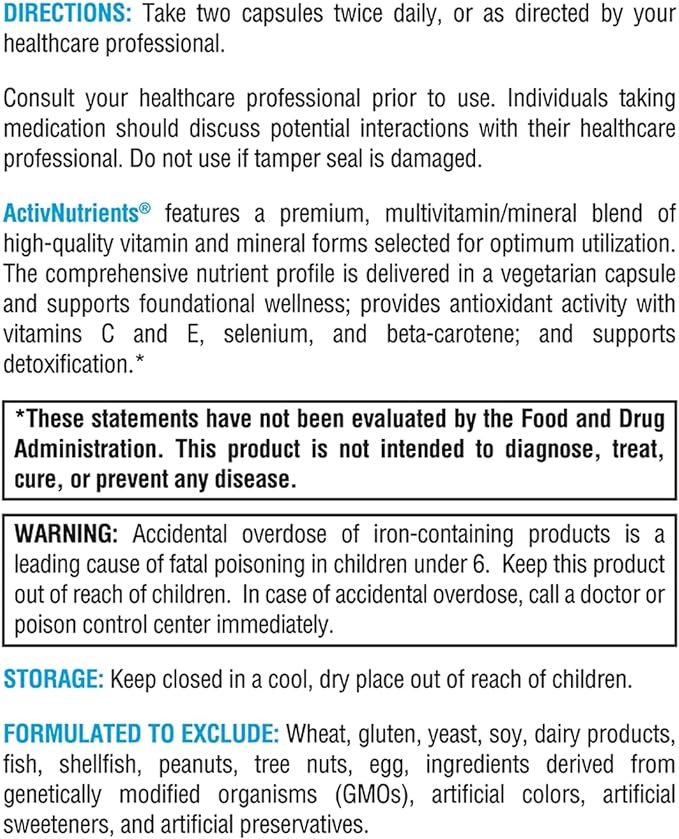XYMOGEN ActivNutrients with Iron and Copper (120 Capsules)