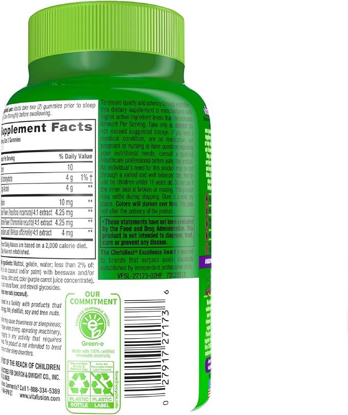 Vitafusion Max Strength Melatonin Gummy Supplements, 10 mg 1 Gummy 50 Day 100 Count