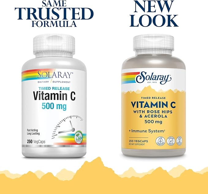SOLARAY Vitamin C w/Rose Hips & Acerola 500mg | 250 CT