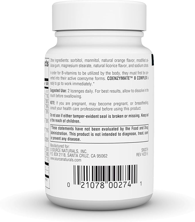 Source Naturals Coenzymate B Complex 30 Lozenges