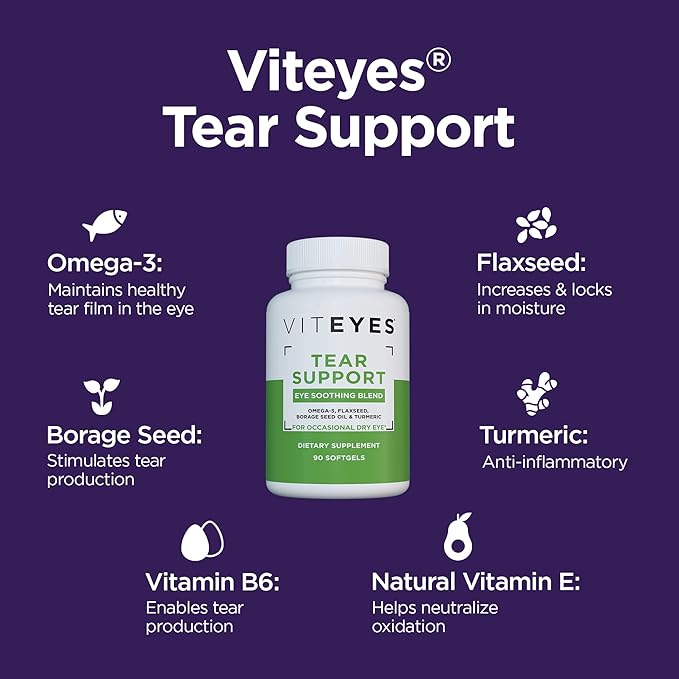 Viteyes Tear Support Eye Soothing Blend, Omega-3 Fish 90 Softgels