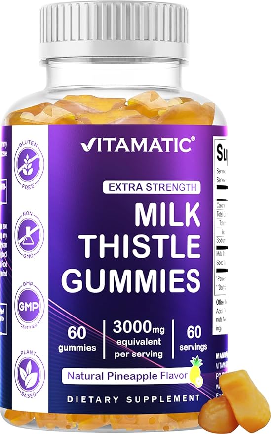 Vitamatic Milk Thistle Gummies 3000 mg 80% Silymarin 60 Pectin