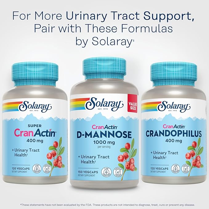 Solaray D-Mannose 1000mg with CranActin Cranberry Extract 60 Day 75 Serv, 150 VegCaps