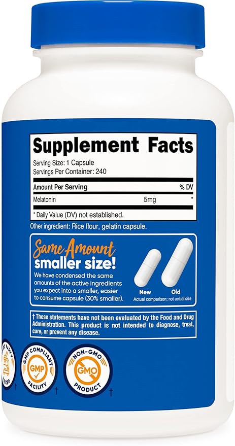 Nutricost Melatonin 5mg, 240 Capsules (3