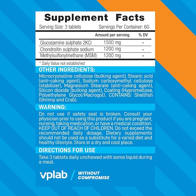 VPLab Glucosamine Chondroitin MSM Complex 2KCl, Chondroitin 180