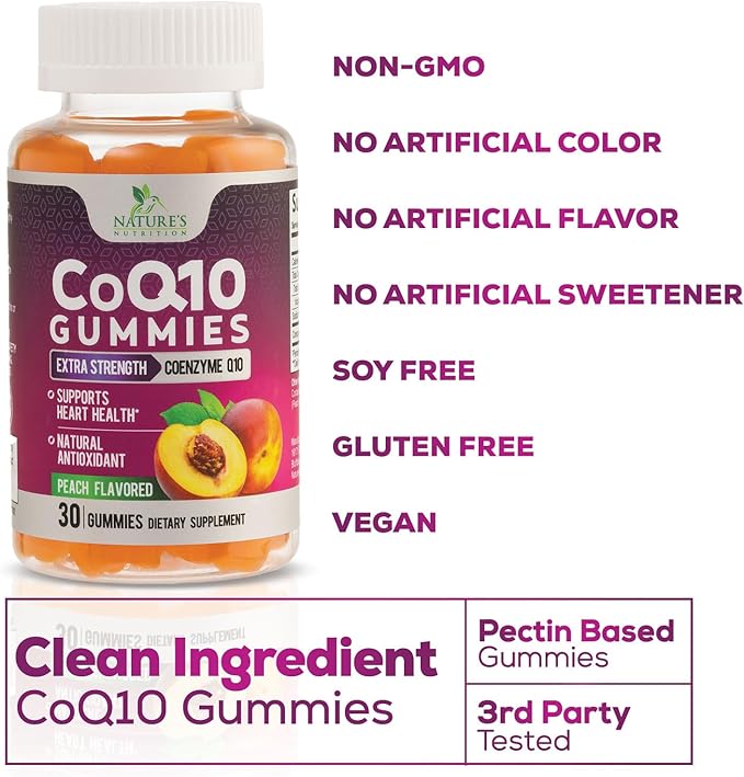 CoQ10 100mg Gummies Q10 Supplement, CoQ10 Gummies Q10 Gummy 30 Count Q10 Vitamins