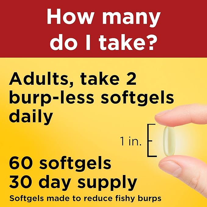 Nature Made Extra Strength Burp Less 3 Fish 1400 mg 3 Supplement, 60 Softgels, 30 Day