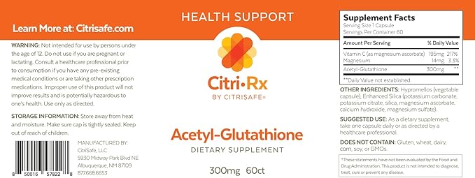 CitriRx Acetyl Glutathione 300mg, 2 2 Months 60 Capsules