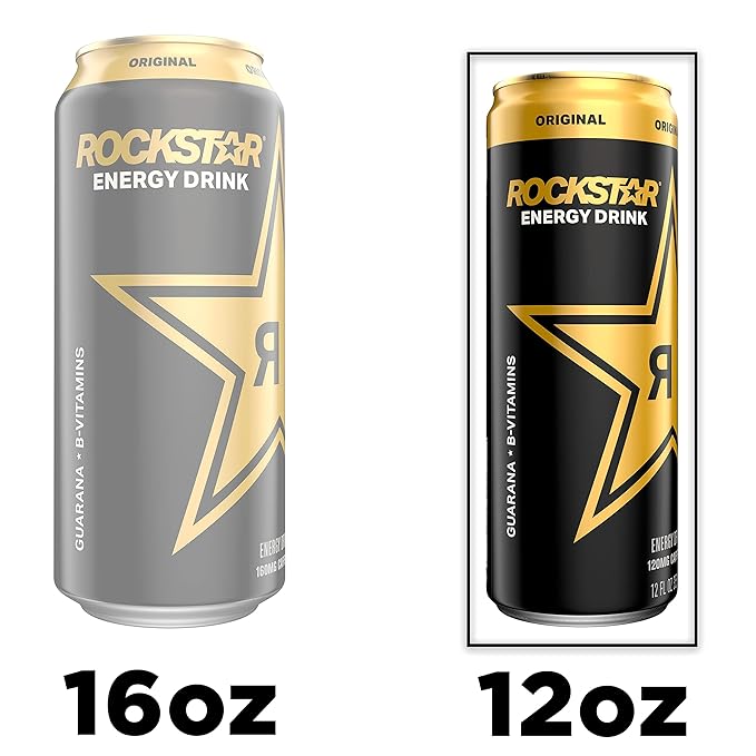 Rockstar Energy Drink, Original, 12oz Sleek Cans (Pack of 8)