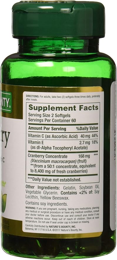 Nature's Bounty Cranberry Fruit 4200 mg, 120 Softgels 2)
