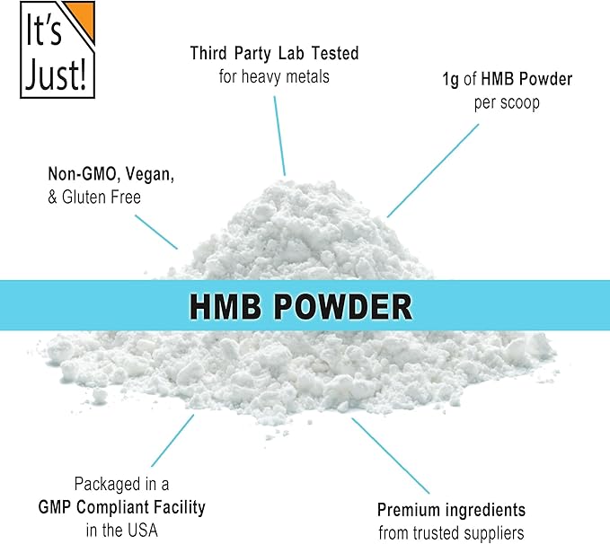 It's Just! - HMB Powder, 250g, Beta-Hydroxy Beta-Methylbutyrate, Free Acid, GMP Compliant, Third-Party Tested (Unflavored, 250g)