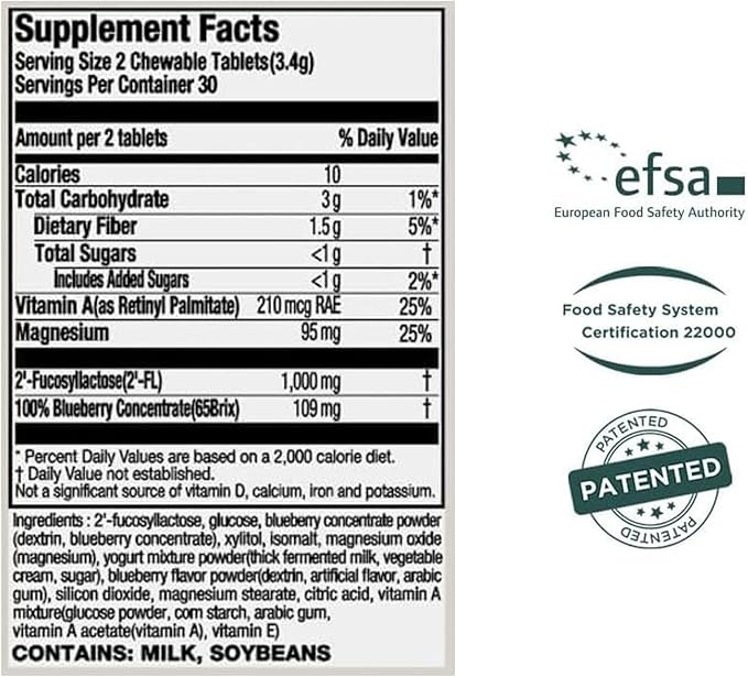MOMSTAMIN 2'-FL Prebiotics Bright Chewable Tablet 2 Fucosyllactose 60 Tablets
