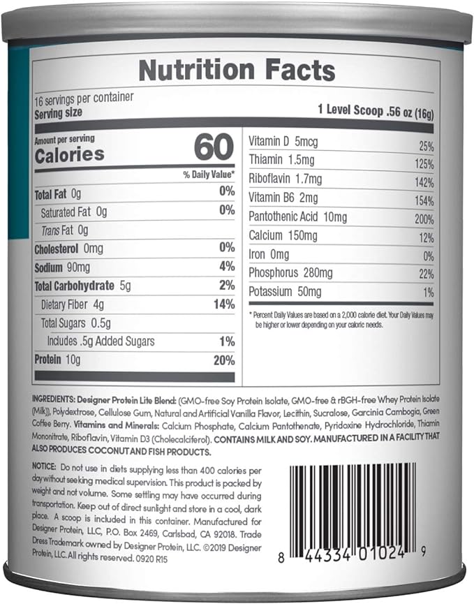 Designer Wellness, Designer Lite, Low Calorie 9.03 Ounces