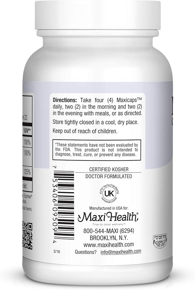 Maxi Health Calcium 1000 mg Supplement D3 (1000 (1000 IU) (500 mg) 90 Capsules