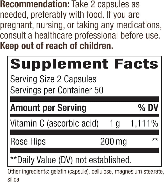 Nature's Way Vitamin C with Rose Hips 100 Capsules 2)