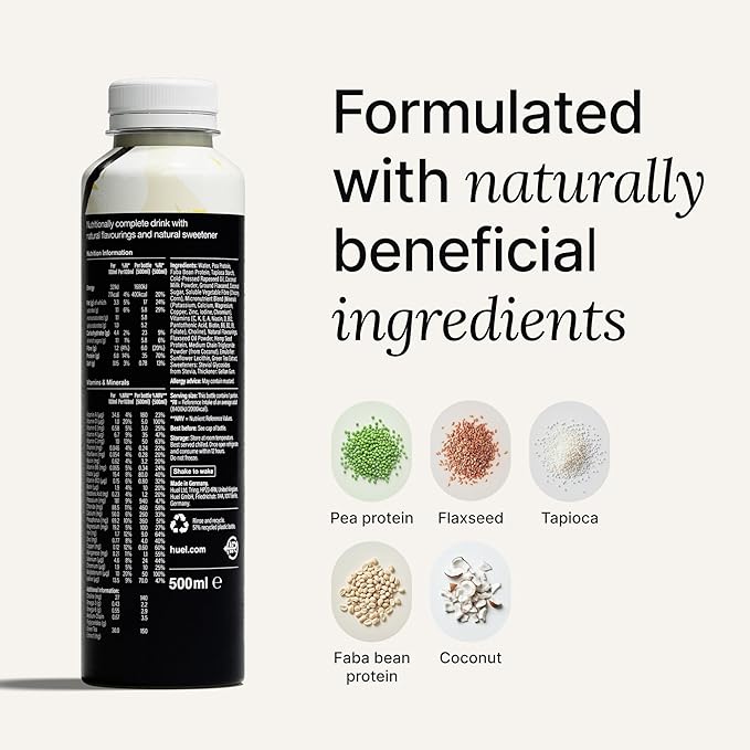 Huel Black Edition Ready-to-Drink, Vanilla Meal Replacement Drink, 35g High Protein, 27 Vitamins and Minerals, Vegan, Gluten Free, Plant Based, High Fiber, Low Sugar, 16.9 Fl Oz (12 Pack)