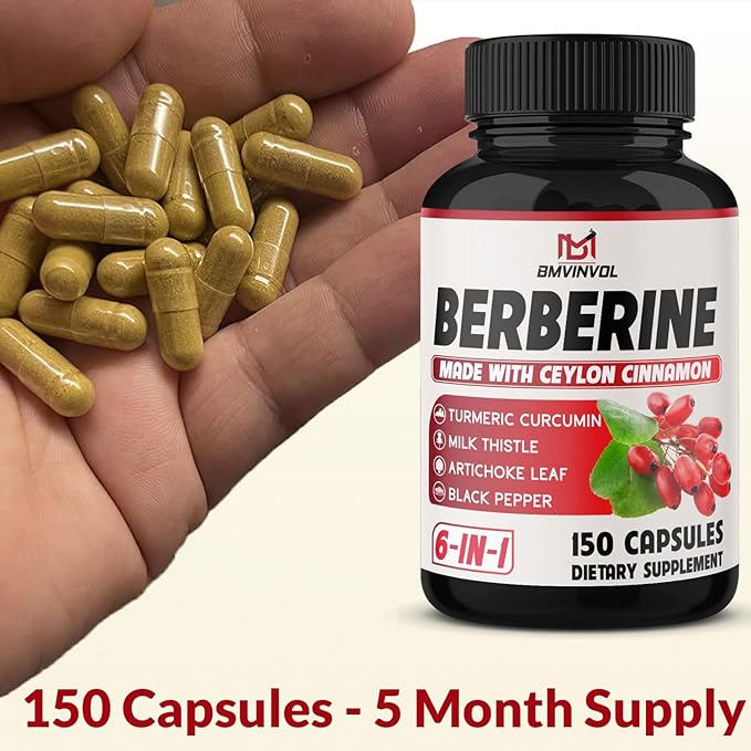 150 Capsules Berberine Supplement with Ceylon 5 Month