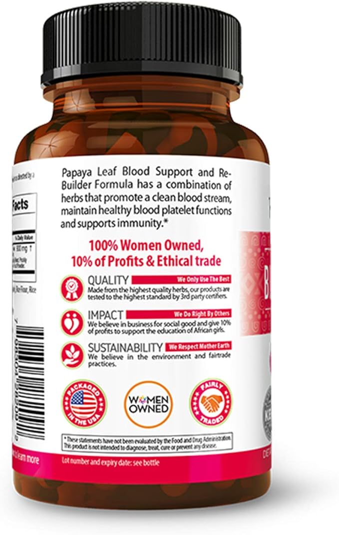 Papaya Leaf Blood Support Capsules 60/450mg Veggie (1 Bottle)