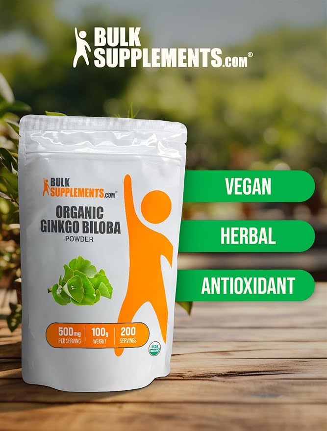 BulkSupplements.com Organic Ginkgo Biloba Powder 500mg per 100g (3.5 (3.5 oz) 1)