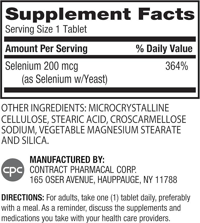 Earth's Splendor Selenium 200 mcg Dietary (100 Tablets, 3+ Month